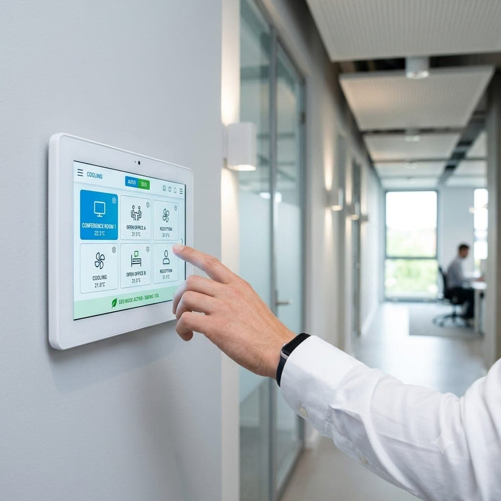 Panel de control central de climatización montado en pared